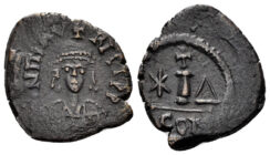 Maurice Tiberius. 582-602. AE Decanummium (2.49g, 19mm). Constantinople mint. SB 499