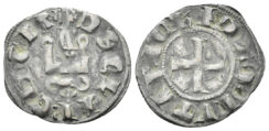 Crusaders, Principality of Achaea. Mahaut de Hainaut. 1316-1321. BI Denier Tournois (0.70g, 19mm). Glarenza mint. Metcalf, Crusades 999-1002