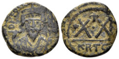 Phocas. 602-610. AE ½ Follis (5.36g, 19mm). Carthage mint. Dated RY 5 (606/7). SB 686