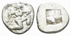 Thrace, Thasos. Circa 500-480 BC. AR Eighth Stater – Diobol (1.17g, 11mm). Le Rider, Thasiennes 4