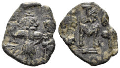 Constans II, with Constantine IV, Heraclius, and Tiberius. 641-668. AE Follis (2.23g, 19mm). Syracuse mint. Struck 665-8. SB 1110
