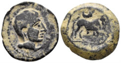 Spain, Castulo. Early 2nd century BC. AE Semis (14.32g, 26mm). ACIP 2115