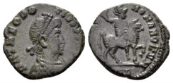 Theodosius I the Great. 379-395 AD. AE3 (1.72g, 15mm). Heraclea mint. Struck 392-5 AD. Cf. G&M Auc. 255, lot 3727