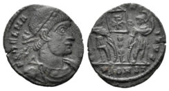 Delmatius. Caesar. 335-337 AD. AE Follis (1.08g, 16mm). Arelate mint. Struck 335/6 AD. RIC 399
