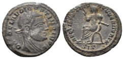 Divus Claudius Gothicus. Died AD 270. AE Fractional Follis (1.56g, 17mm). Siscia mint. Struck 317/8 AD. RIC 43