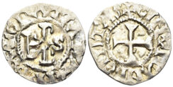 France. Carolingian. Maine (comté). Hugues II. Circa 939/955-991. AR Denier (1.10g, 19mm). Fécamp 8310
