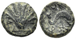 Spain, Arse-Saguntum. Circa 200-150 BC. AE Quarter Unit (1.27g, 12mm). SNG BM Spain 1112
