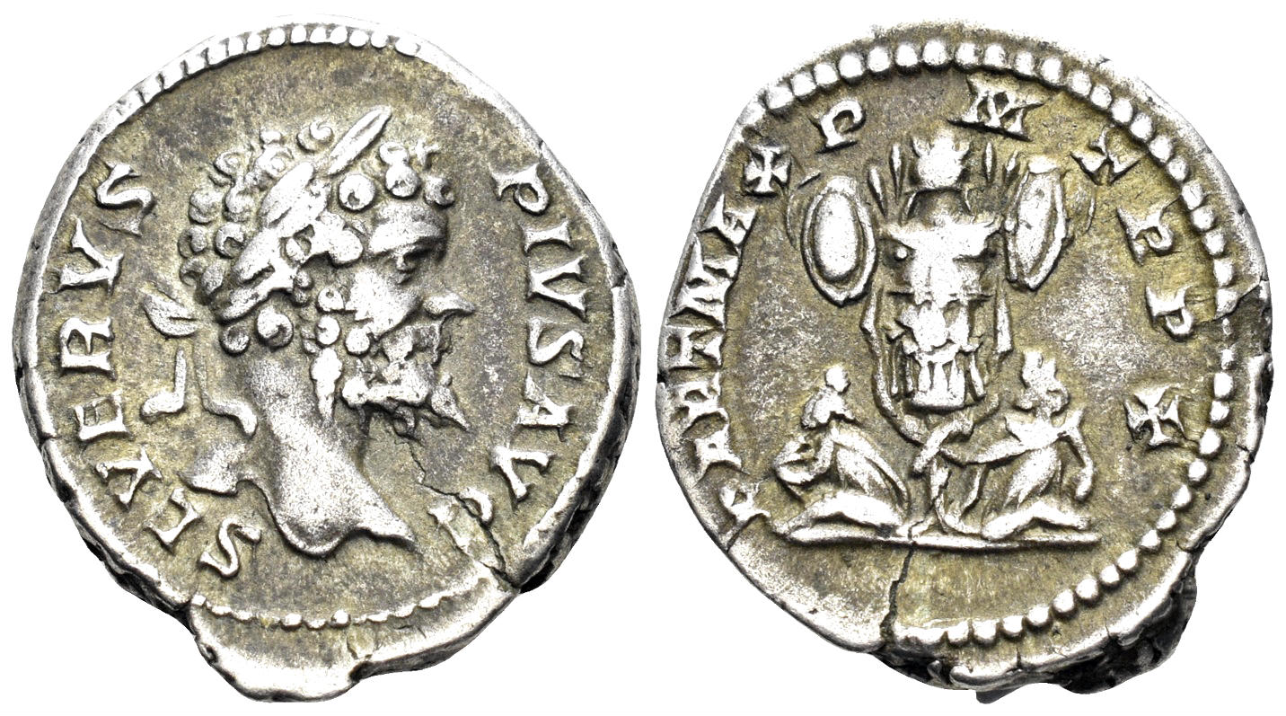 Septimius Severus. 193-211 AD. AR Denarius (3.42g, 20mm). Rome mint. Struck 202 AD. RIC 184