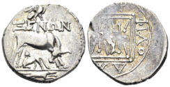 Illyria, Dyrrhachion. 229-100 BC. AR Drachm (2.99g, 18mm). Xenon and Philodamos, magistrates. SNG Copenhagen 495