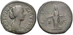 Crispina, Augusta. 178-182 AD. AE Sestertius (24.18g, 32.5mm). Rome mint. Struck 180-2 AD. RIC 669