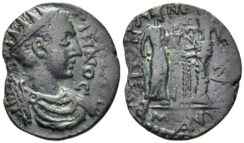Phrygia, Hierapolis. Gallienus. 253-268 AD. AE 23mm (4.69g). Homonoia with Ephesos. Franke-Nolle 751-753