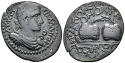 Phrygia, Hierapolis. Gallienus. 253-268 AD. AE 30mm (9.46g). Homonoia issue with Smyrna. RPC X – (unassigned; ID 63176)