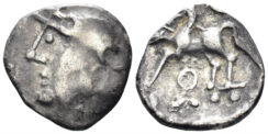 Celtic Central Gaul. Aedui. Circa 80-50 BC. AR Quinarius (1.98g, 14mm). D&T 3189