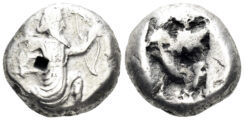 Achaemenid Kingdom. Time of Artaxerxes II – Artaxerxes III. Circa 375-340 BC. AR Siglos (5.57g, 15mm). Sardeis mint. Carradice Type IV