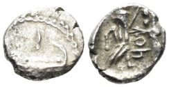 Phoenicia, Sidon. Mazaios. 353-333 BC. AR Sixteenth Shekel (0.65g, 9mm). Dated RY 1 (353/2 BC). DCA 859