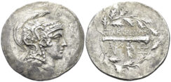 Ionia, Herakleia ad Latmon. Circa 140-135 BC. AR Tetradrachm (15.41g, 33mm). Stephanophoric type. SNG von Aulock 1978