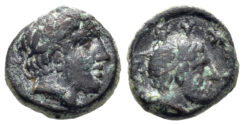 Aiolis, Autokane. 4th century BC. AE 8mm (0.64g). SNG Copemhagen 26