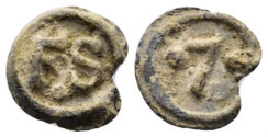 South Italy & Sicily. Medieval Times. 13th-14th Century. PB Tessera (1.26g, 12mm). Banti, Tessere mercantili italiane