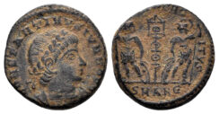 Constantine II, as Caesar. 317-337 AD. AE Follis (2.06g, 15mm). Antioch mint. Struck 336/7 AD. RIC 109