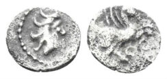 Spain, Emporion. 200-110 BC. AR Hemitrietartemorion (0.15g, 6mm). Abh 1197