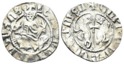 Kingdom of Cilician Armenia. Levon I. 1199-1219. AR Tram (2.81g, 22mm). Sis mint. AC 286