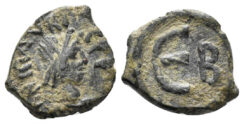 Maurice Tiberius. 582-602. AE Pentanummium (1.15g, 14mm). Constantinople mint. SB 501A