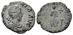 Aelia Eudoxia. Augusta, 400-404 AD. AE3 (1.89g, 16mm). Antioch mint. Struck 400-4 AD. RIC 83