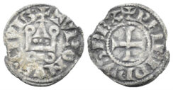 France, Royal. Philippe III le Hardi (the Bold) or Philippe IV le Bel (the Fair). Struck 1270-1285 or 1285–1314. BI Obole tournois à la O rond (0.38g, 16mm). Struck 1290-5. Dupless