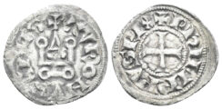 France, Royal. Philippe III le Hardi (the Bold) or Philippe IV le Bel (the Fair). Struck 1270-1285 or 1285–1314. BI Obole tournois à la O rond (0.49g, 17mm). Struck 1290-5. Dupless