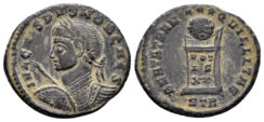 Crispus, Caesar. 317-326 AD. AE Follis (3.13g, 21mm). Treveri mint. Struck 321 AD. RIC 308