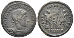 Constantius II, as Caesar. 337-361 AD. AE Follis (2.47g, 18mm). Antioch mint. Struck 330-5 AD. RIC 88