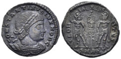 Constantine II, as Caesar. 317-337 AD. AE Follis (1.75g, 16mm). Antioch mint. Struck 336/7 AD. RIC 109