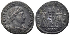 Constantine II, as Caesar. 317-337 AD. AE Follis (2.64g, 17mm). Antioch mint. Struck 335 AD. RIC 87