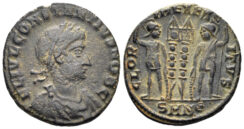 Constantius II, as Caesar. 316-337 AD. AE Follis (2.24g, 17mm). Nicomedia mint. Struck 330-5 AD. RIC 191