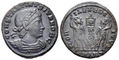 Constantine II, as Caesar. 317-337 AD. AE Follis (1.79g, 16mm). Antioch mint. Struck 336/7 AD. RIC 109