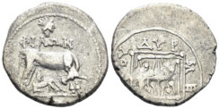 Illyria, Dyrrhachion. Circa 80/70-60/55 BC. AR Drachm (2.90g, 18 mm). Philon(os) and Meniskos, magistrates. Maier 306