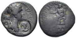 Phrygia, Eumeneia. Agrippina II, Augusta, 50-59 AD. AE 16.5mm (2.66g). Bassa, archiereia, 54-5 AD. RPC I 3151