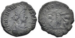 Honorius. 393-423 AD. AE3 (2.57g, 17mm). Rome mint. Struck 393-5 AD. RIC 1355