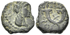 Nabataean Kingdom. Aretas IV. Circa 9/8 BC-40 AD. (1.69g, 13mm). Petra mint. Dated RY 4 (6/5 BC). CN 152