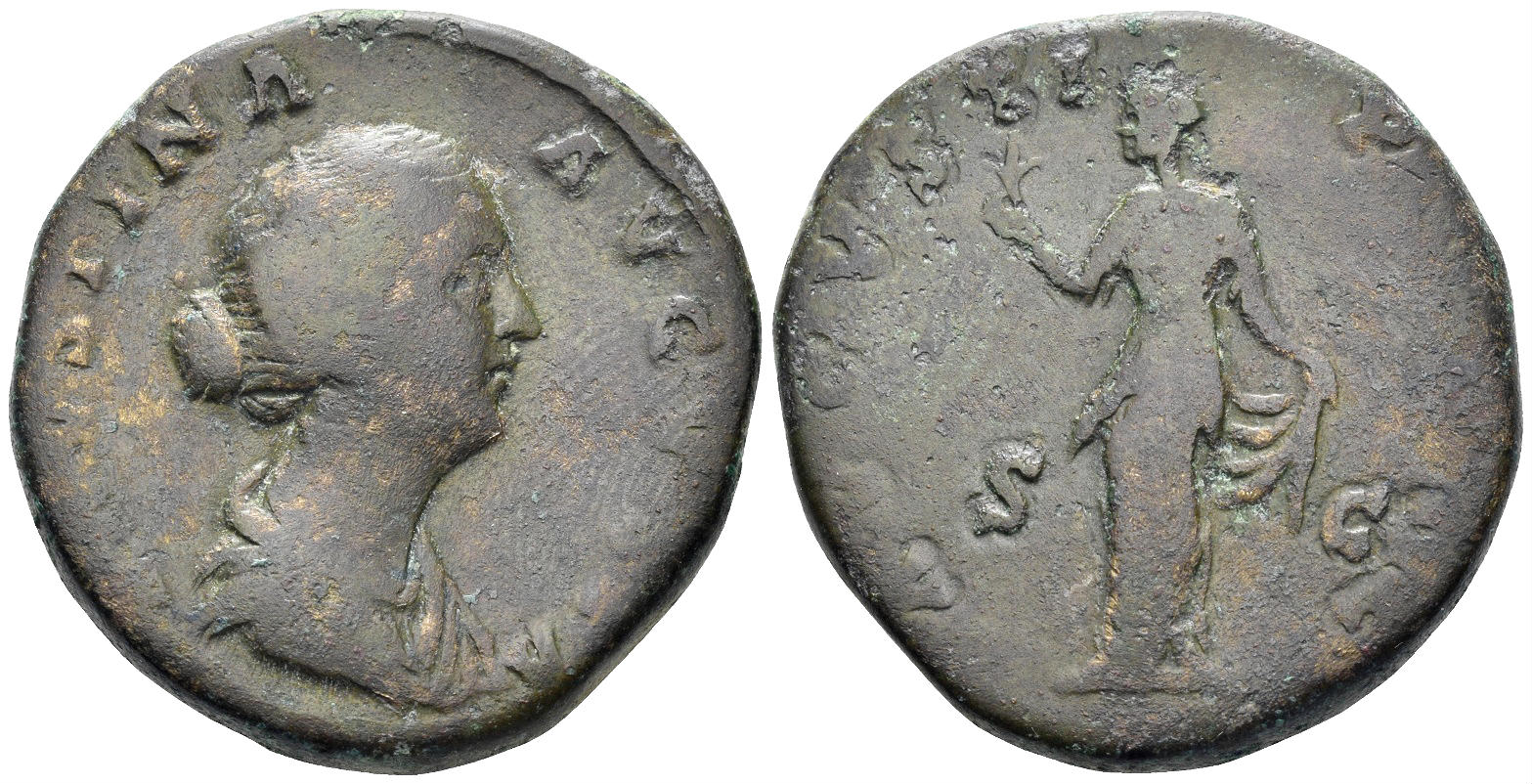 Faustina Junior, Augusta. 147-175 AD. Sestertius (22.60g, 30mm). Rome mint. Struck 145-61 AD. RIC 1371