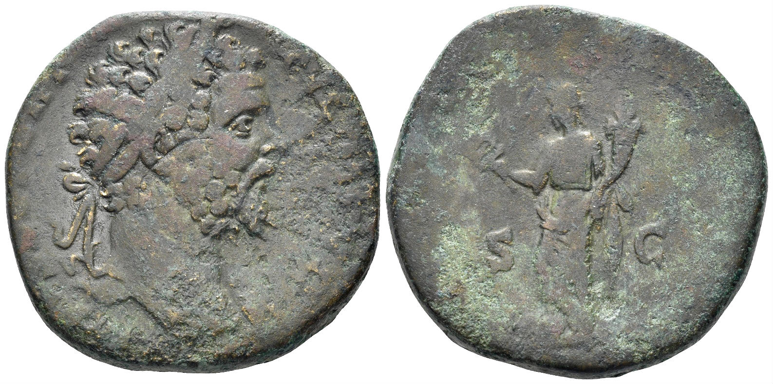 Septimius Severus. 193-211 AD. AE Sestertius (21.19g, 28mm). Rome mint. Struck 195 AD. RIC 692a