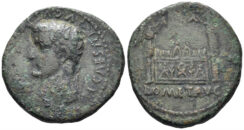 Tiberius, as Caesar. 4-14 AD. AE Dupondius (10.82g, 27mm). Lugdunum mint. Struck circa 10 AD. RIC 236b
