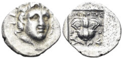 Karia, Rhodos (Island), Rhodes. Circa 125-88 BC. AR Plinthophoric Hemidrachm (1.30g, 13.5mm). Diognetos, magistrate. Jenkins 149