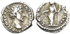Marcus Aurelius, as Caesar. 139-161 AD. AR Denarius (3.52g, 18mm). Rome mint. Struck 155/6 AD. RIC 466a