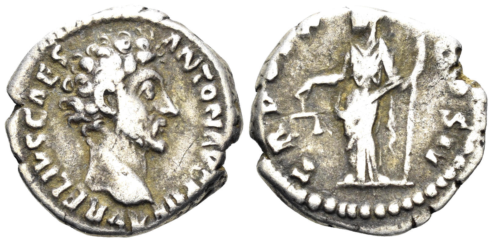 Marcus Aurelius, as Caesar. 139-161 AD. AR Denarius (3.52g, 18mm). Rome mint. Struck 155/6 AD. RIC 466a