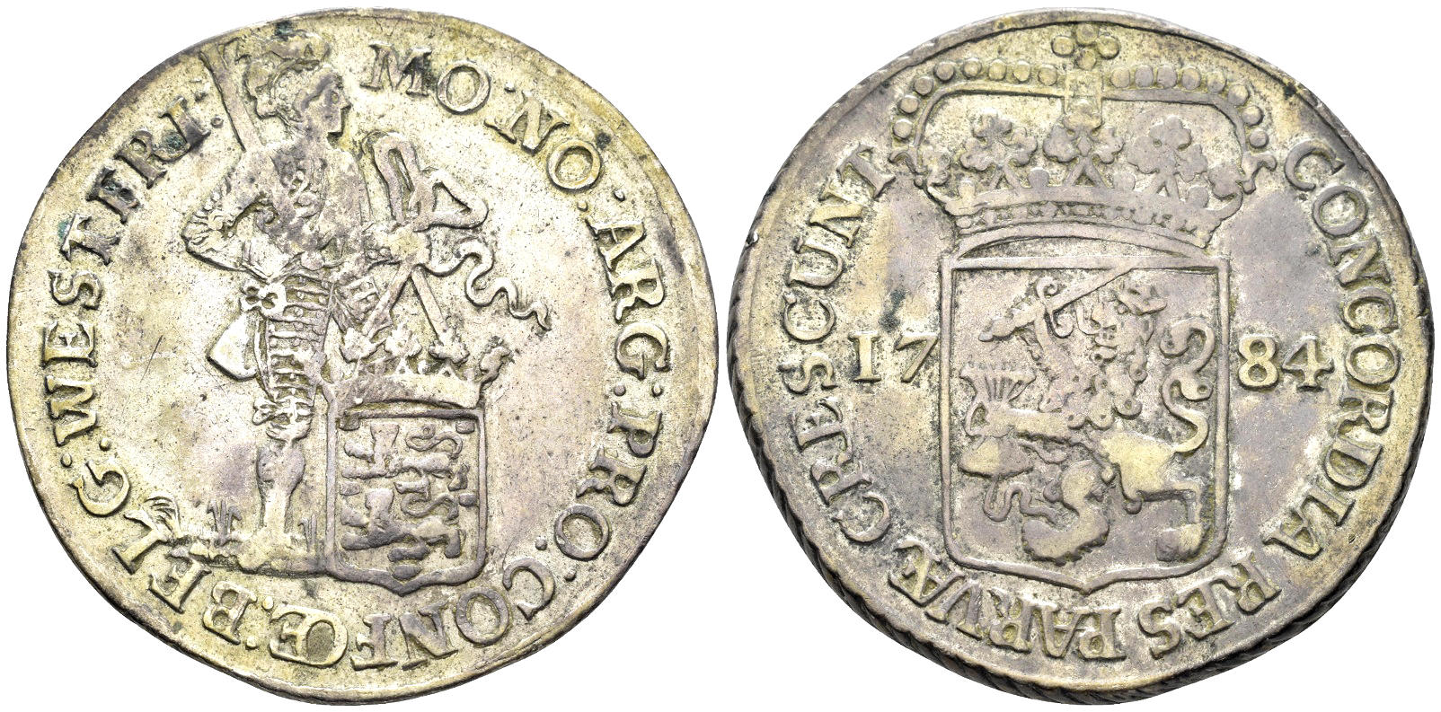 Dutch Republic. West Friesland. Dated 1784. AR Ducat or 48 Stuivers (28.01g, 41mm). Delmonte 971