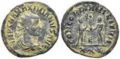 Maximianus I. 285-310 AD. AE Radiatus (3.28g, 22mm). Cyzicus mint. Struck 293 AD. RIC 607