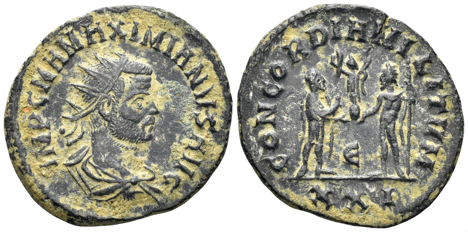 Maximianus I. 285-310 AD. AE Radiatus (3.28g, 22mm). Cyzicus mint. Struck 293 AD. RIC 607