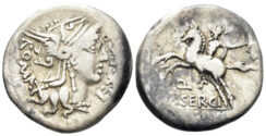 Sergius Silus. Denarius. 116/5 BC. AR Denarius (3.77g, 18mm). Crawford 286/1