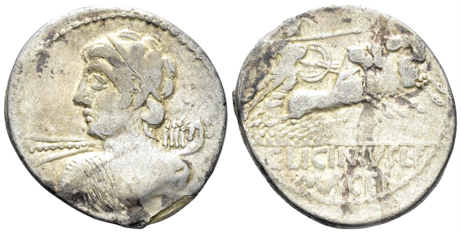 Licinius Macer. 84 BC. AR Denarius (3.73g, 20mm). Rome mint. Crawford 354.1